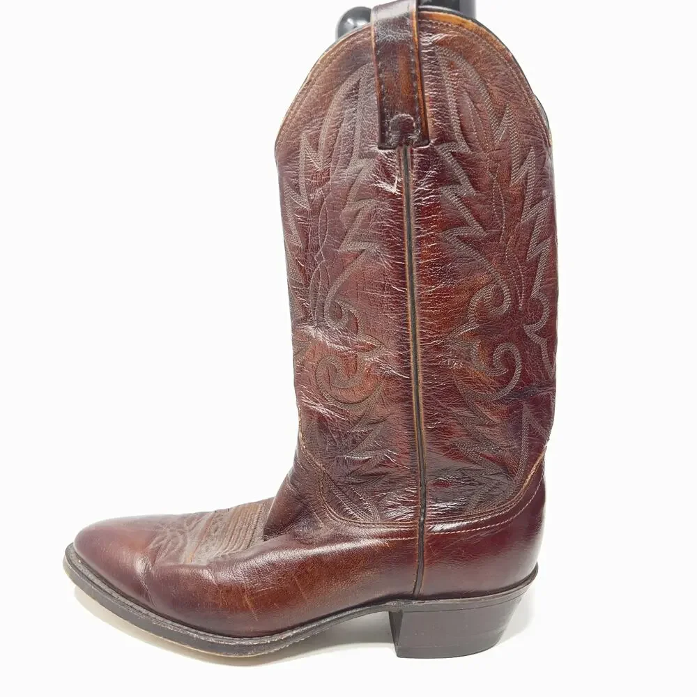 DAN POST Size 10 D Tall Western Men's Leather Brown Cowboy Boots 16781 Vintage